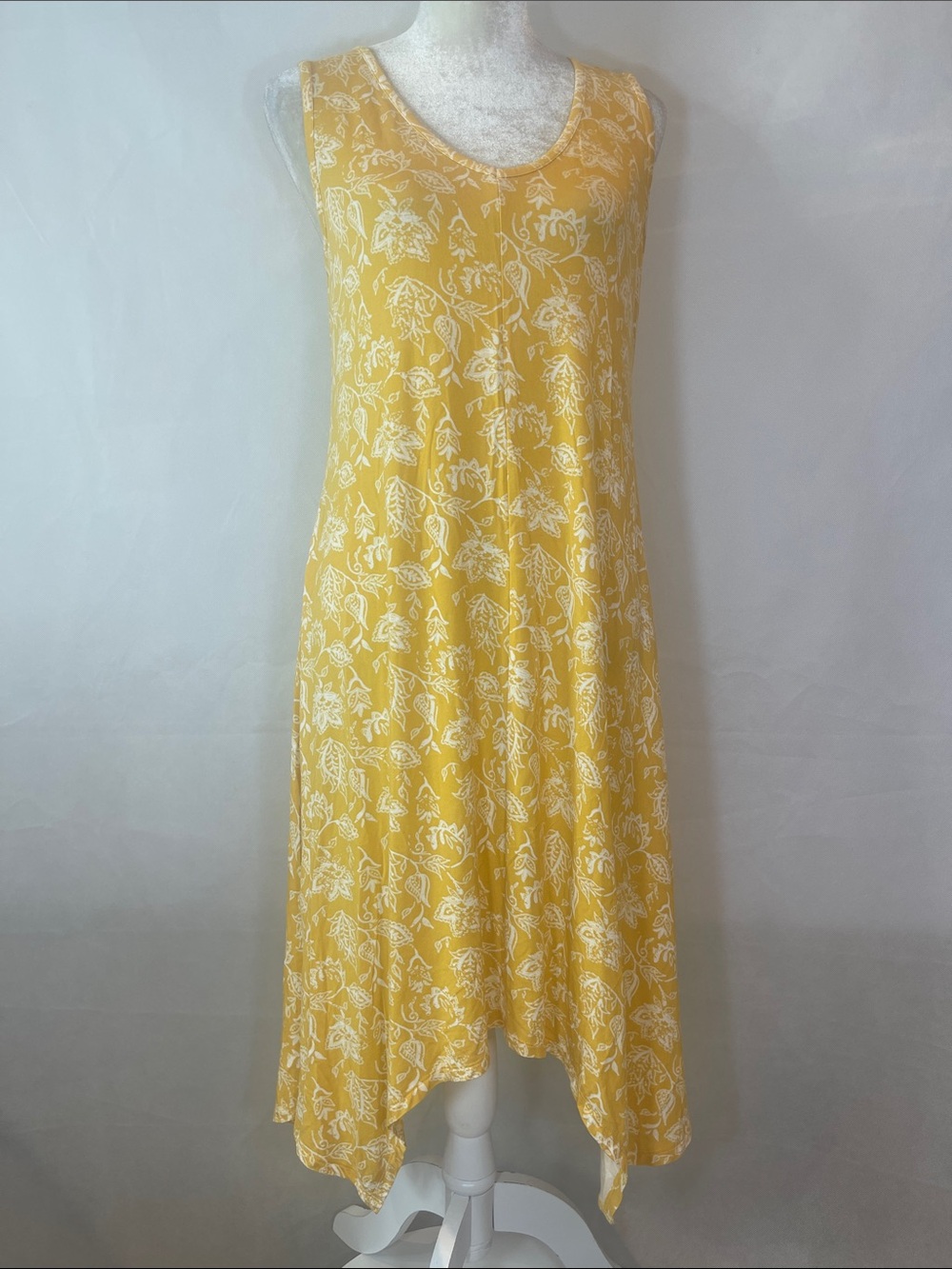 Style & Co. Yellow Floral Asymmetrical Tank Dress